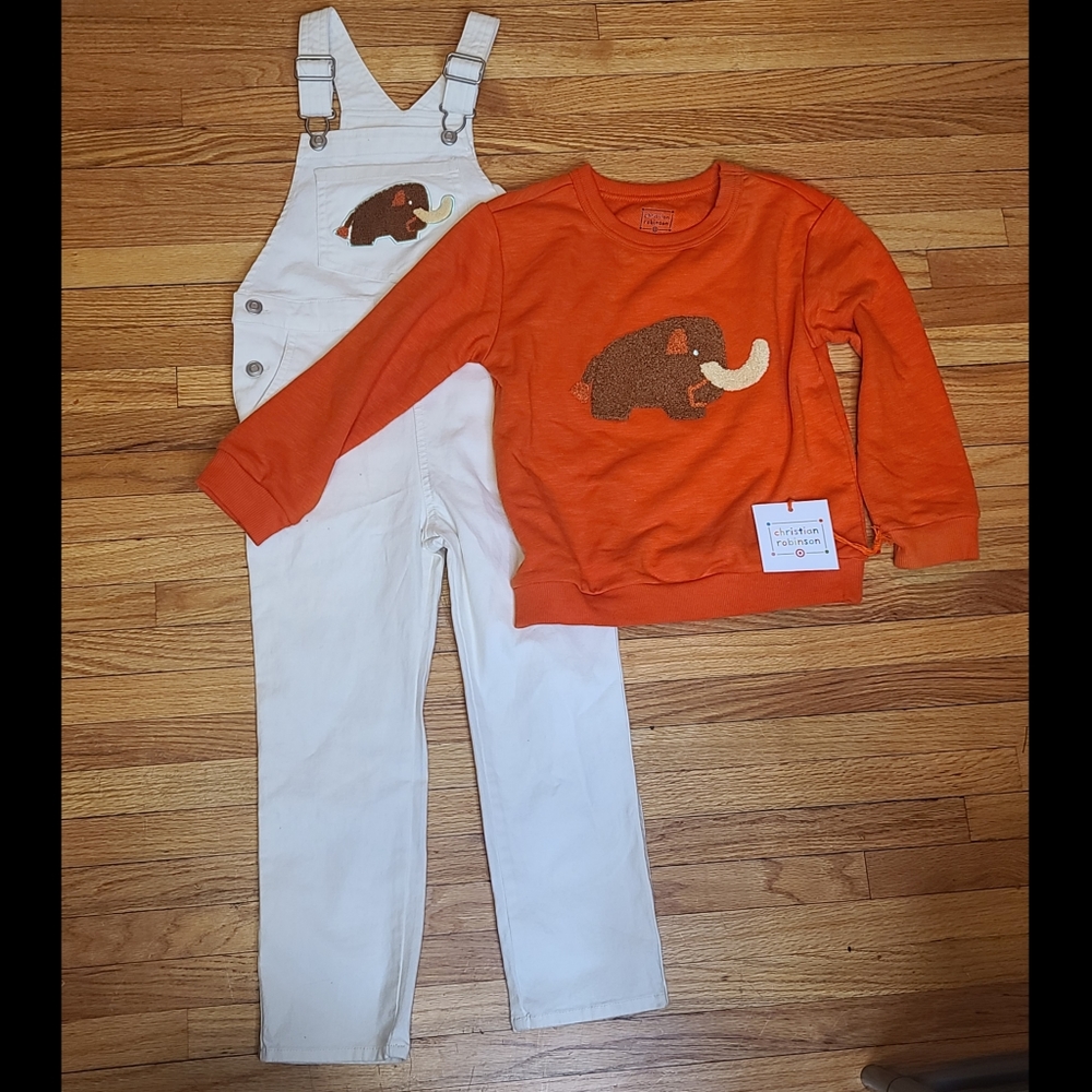 Christian robinson 4t wholly mammoth overall sweatshirt set